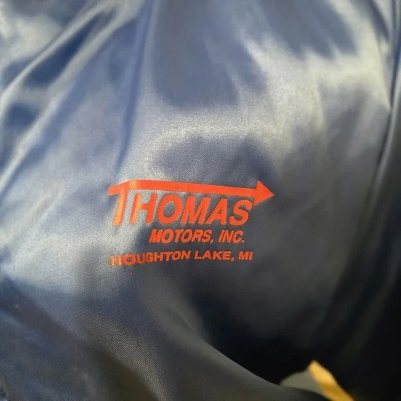 Vintage Snap On Blue Thomas Motors Jacket Size S Satin Snap Front - Picture 2 of 6